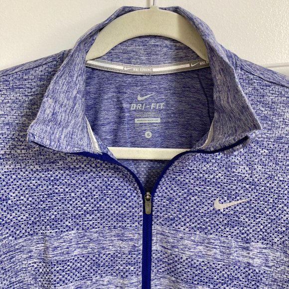 Nike Dri Fit Knit Half Zip running pullover in "Royal Blue Heather" S - Picture 6 of 9